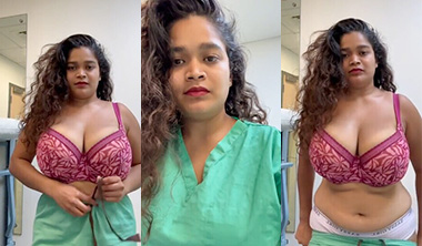 Desi Indian Tanker Nurse Strip Teasing Big Boobs Pressing